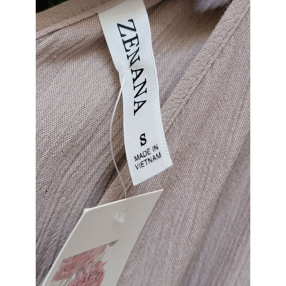 Zenana Grecian Romper In Soft Taupe With Deep V-Neck & Tie Back Detail Womens Si - Picture 4 of 6